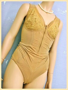 CA6-842#/g llama -.C95 size! front zipper attaching! eminent support power! black chi opening and closing * body suit * most low price . postage .. packet 250 jpy 