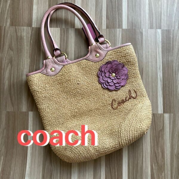 COACH 大きめカゴバッグ　刺繍ロゴ　モチーフ