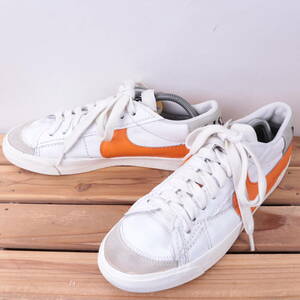 z2310 ナイキ ブレーザー ロー '77 ジャンボ US9.5 27.5cm/白 ホワイト オレンジ グレー NIKE BLAZER LOW 77 JUMBO メンズ スニーカー 中古