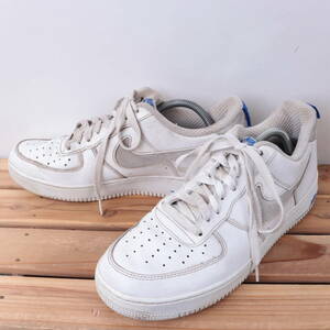 z2347 ナイキ エアフォース1 US10 28.0cm/白 ホワイト ライトグレー 青 NIKE AIRFORCE1 メンズ スニーカー 中古