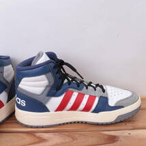 z2510 アディダス エントラップ ミッド US7 25.0cm/白 ホワイト 紺 赤 グレー adidas Entrap Mid メンズ ユニセックス スニーカー 中古_画像3