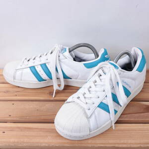 z2797 アディダス スーパースター US8 26.0cm/白 ホワイト ライトブルー adidas SUPERSTAR メンズ スニーカー 中古