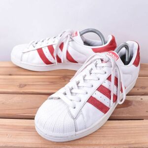 z2172 アディダス スーパースター US7 1/2 25.5cm/白 ホワイト オレンジ系 adidas SUPERSTAR メンズ スニーカー 中古