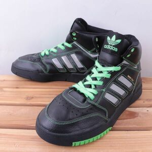 z2178 アディダス ドロップ ステップ US8 1/2 26.5cm/黒 ブラック グレー 緑 グリーン adidas DROP STEP HI MID メンズ スニーカー 中古