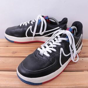 z2185 ナイキ エアフォース1 リアクト US9.5 27.5cm/黒 ブラック 青 ホワイト系 NIKE AIRFORCE1 REACT AF1 LOW メンズ スニーカー 中古