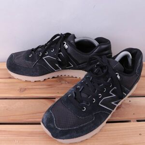 z2199【574】ニューバランス US8.5 26.5cm/黒 ブラック newbalance メンズ スニーカー 中古