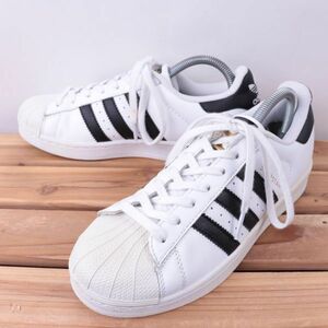 z2203 アディダス スーパースター US7 25.0cm/白 ホワイト 黒 ブラック adidas SUPERSTAR メンズ ユニセックス スニーカー 中古