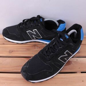 z2229【373】ニューバランス US8.5 26.5cm/黒 ブラック 青 ブルー newbalance メンズ スニーカー 中古