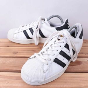 z2292 アディダス スーパースター US7 1/2 25.5cm/白 ホワイト 黒 ブラック adidas SUPERSTAR メンズ スニーカー 中古