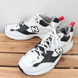 z1737【608】ニューバランス US9.5 26.5cm/白 ホワイト 黒 ブラック newbalance レディース スニーカー 中古