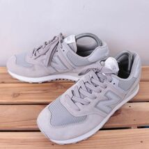 z2380【574】ニューバランス US7 25.0cm/灰 グレー newbalance メンズ ユニセックス スニーカー 中古_画像1