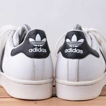 z2385 アディダス スーパースター US7 25.0cm/白 ホワイト 黒 ブラック adidas SUPERSTAR メンズ ユニセックス スニーカー 中古_画像4