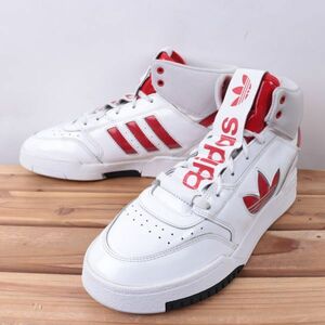 z2392 Adidas Drop step US8 1/2 26.5cm/ white white red red adidas DROP STEP XL HI MID men's sneakers used 