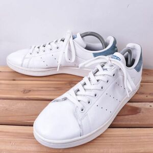 z2535 アディダス スタンスミス US8 26.0cm/白 ホワイト 青 ブルー系 adidas STAN SMITH メンズ スニーカー 中古