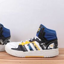 z2542 アディダス エントラップ ミッド US7 25.0cm/白 ホワイト 黒 青 黄 柄 adidas ENTRAP MID メンズ ユニセックス スニーカー 中古_画像6