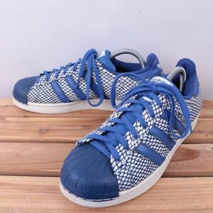 z2568 Adidas super Star US8 1/2 26.5cm/ blue blue white white pattern adidas SUPERSTAR men's sneakers used 