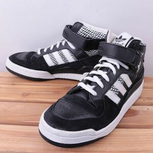z2572 Adidas forum mid US8 1/2 26.5cm/ black black white white pattern adidas FORUM MID RS men's sneakers used 