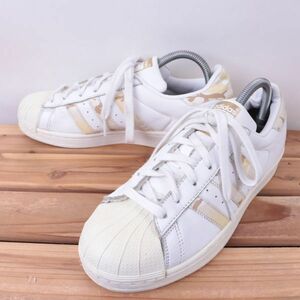 z2715 アディダス スーパースター US7 25.0cm/白 ホワイト クリーム 迷彩 カモフラ adidas SUPERSTAR メンズ ユニセックス スニーカー 中古