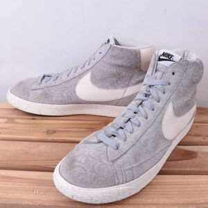 z2829 ナイキ ブレーザー ミッド US10.5 28.5cm/灰 グレー 白 ホワイト NIKE BLAZER MID PRM VNTG ブレザー メンズ スニーカー 中古