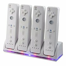◆送料無料◆Wii / Wii U リモコンバッテリー 充電器 2800mAh×4 充電器+USBコード+専用バッテリー4点 ホワイト 互換品_画像1