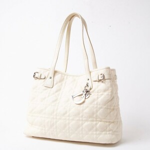 *1 jpy start * Christian Dior handbag tote bag kana -ju Logo charm bag lady's beige group 19