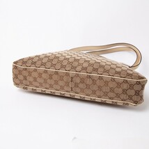 1円スタート★GUCCI グッチ 121023 GG柄 GGキャンバス×レザー トートバッグ ハンドバッグ レディース ブラウン系 J24_画像6