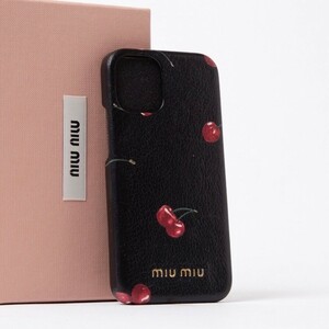  MiuMiu miumiu MADRAS iphone12 mini for iPhone case go-to leather Pink Lady -s box attaching iPhone case 