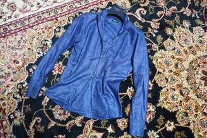 11555/joru geo Armani [ Kiyoshi . feeling ... on goods . other . overwhelming ... make ]linen100% collar free wire double Zip shirt jacket 
