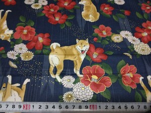 ☆ラスト・キルトゲイト・椿と柴犬☆１１０×４９センチ☆