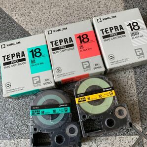テプラ PROテープカートリッジ 18mm（透明・赤・緑・黄・緑）計5個
