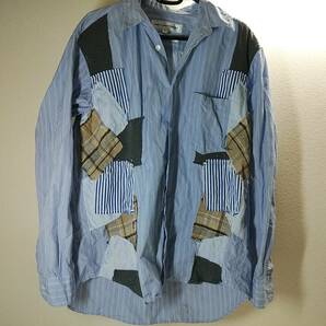 着用回数が少ない★COMME des GARCONS SHIRT★コムデギャルソン★パッチワークシャツ★ブルー Sサイズの画像2