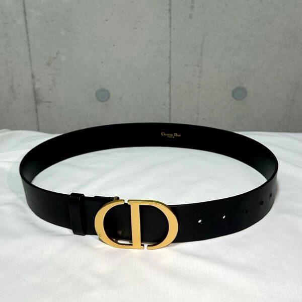Christian Dior 黒 ベルト レザー ブラック ゴールド メンズ