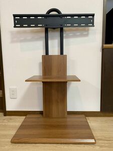 ほぼ新品　テレビ台 壁寄せタイプ テレビスタンド32〜65型対応 収納トレイ付き 3段階の高さ調節可能 ウォールナット 木目