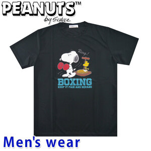 スヌーピー 半袖 Tシャツ メンズ ドライ PEANUTS 犬 グッズ S1142-193A Lサイズ BK(ブラック)