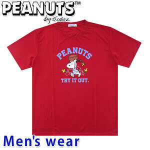 スヌーピー 半袖 Tシャツ メンズ ドライ PEANUTS 犬 グッズ S1142-193B LLサイズ RE(レッド)