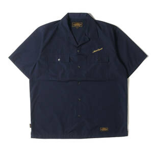 美品 NEIGHBORHOOD ネイバーフッド シャツ サイズ:XL 20SS ロゴ刺繍 T/C 半袖 ワークシャツ CLASSIC WORK / EC-SHIRT . SS ネイビー