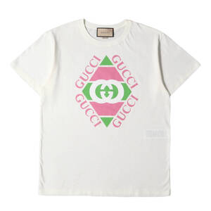 GUCCI グッチ Tシャツ サイズ:S 近年モデル ヴィンテージロゴ クルーネック 半袖Tシャツ 717422 XJFHR オフホワイト 白 イタリア製