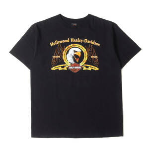 HARLEY-DAVIDSON Tシャツ サイズ:XL 00s HOLOUBEK イーグル グラフィック Tシャツ USA製 / ファイヤー フレイム ブラック