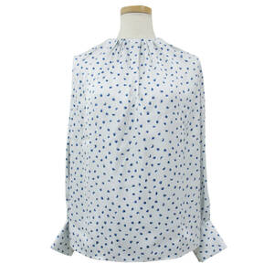  new goods Ballsey Ballsey blouse 23 spring summer light blue 36(9 number ) satin marble dot pattern build neck long sleeve tops beautiful .