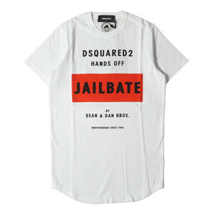 新品 DSQUARED2 ディースクエアード Tシャツ サイズ:S / 14AW ロゴ ラウンドカット Tシャツ New sexy slim fit ホワイト イタリア製