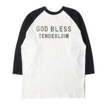 TENDERLOIN テンダーロイン Tシャツ サイズ:M ブランドロゴ 7分袖 ラグランTシャツ ブラック ホワイト 黒白 トップス カットソー_画像1