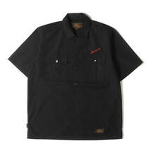 美品 NEIGHBORHOOD ネイバーフッド シャツ サイズ:L 20SS ロゴ 刺繍 T/C 半袖 ワークシャツ CLASSIC WORK / EC-SHIRT . SS ブラック 黒_画像1