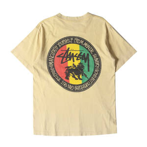 STUSSY ステューシー Tシャツ サイズ:M 80s OLD STUSSY 黒タグ FeeLIN IRIe ラスタライオン Tシャツ USA製 ベージュ 80年代 ヴィンテージ