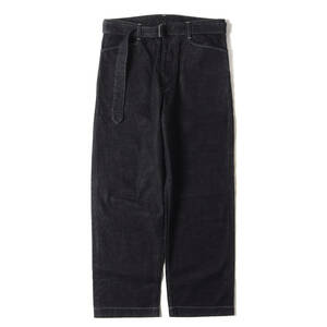 BLURHMS ブラームス パンツ サイズ:3 22SS ロング ベルテッド ワイド デニムパンツ 12.9oz Denim Long Belted Pants インディゴ 日本製