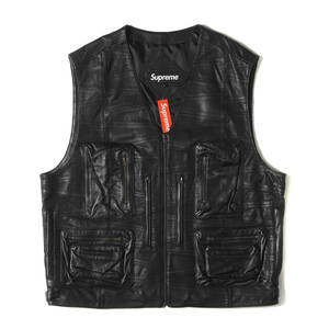 新品 Supreme シュプリーム ベスト サイズ:L 23SS パッチワーク ラムレザー カーゴベスト Patchwork Leather Cargo Vest ブラック