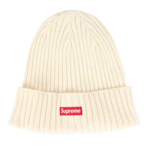 Supreme シュプリーム ビーニー 22SS オーバーダイ加工 コットン ニットビーニー Overdyed Beanie クリーム ボックスロゴ ニットキャップ