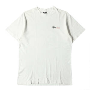 STUSSY ステューシー Tシャツ サイズ:L 80s OLD STUSSY 黒タグ ローマの休日 ベスパ クルーネック 半袖Tシャツ USA製 ホワイト 80年代