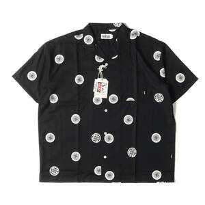 新品 CALEE キャリー 23SS ドット柄 アムンゼンクロス オープンカラー 半袖シャツ Original dot pattern amunzen cloth shirt ブラック XL