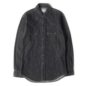 H.R.MARKET ハリウッドランチマーケット シャツ サイズ:0 ブラックデニム ウエスタンシャツ ブラックインディゴ 黒 日本製 トップス
