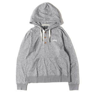 STUSSY ステューシー パーカー サイズ:M ストックロゴ ハーフボタン ライトウェイト パーカー グレー トップス フーディー ブランド